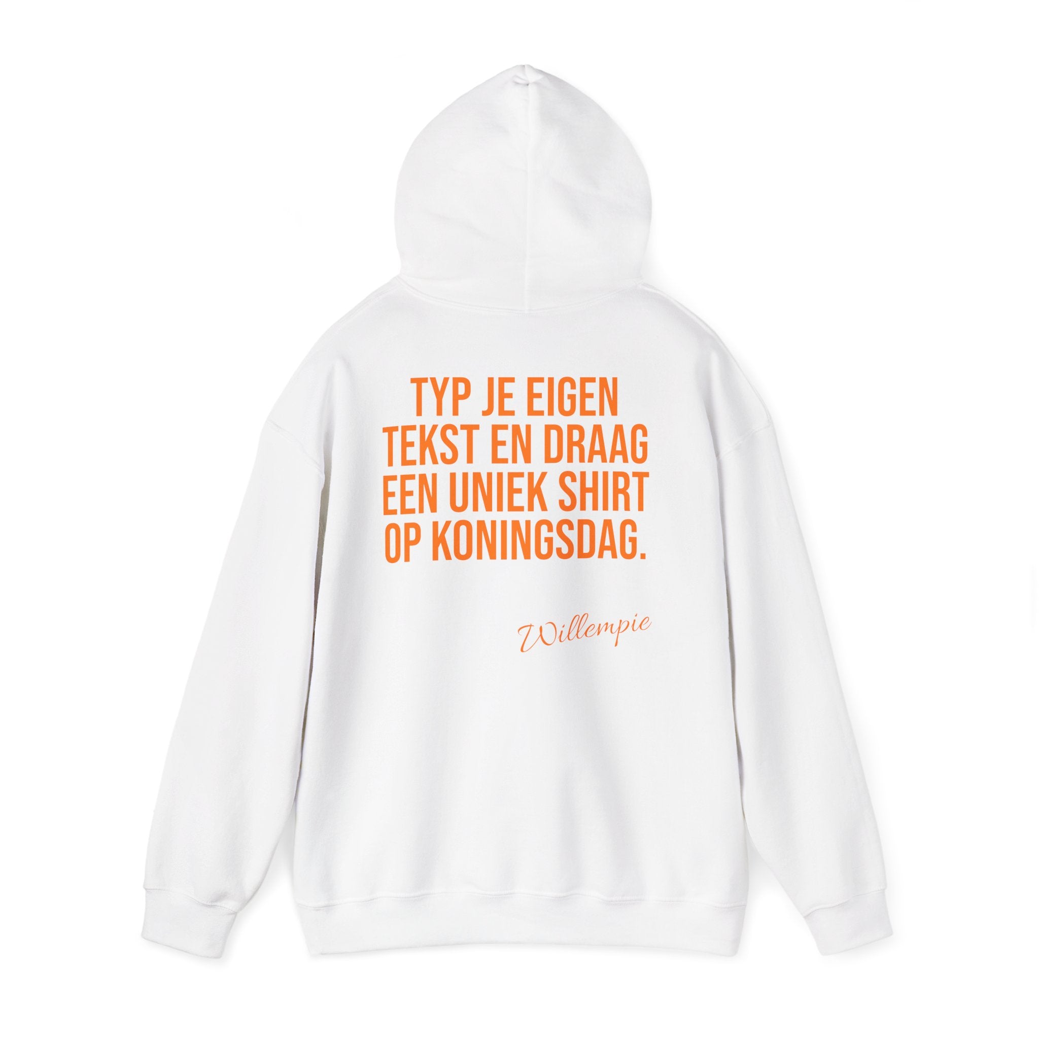 Koningsdag Hoodie 2026 – Eigen Tekst (Custom Willempie Edition)