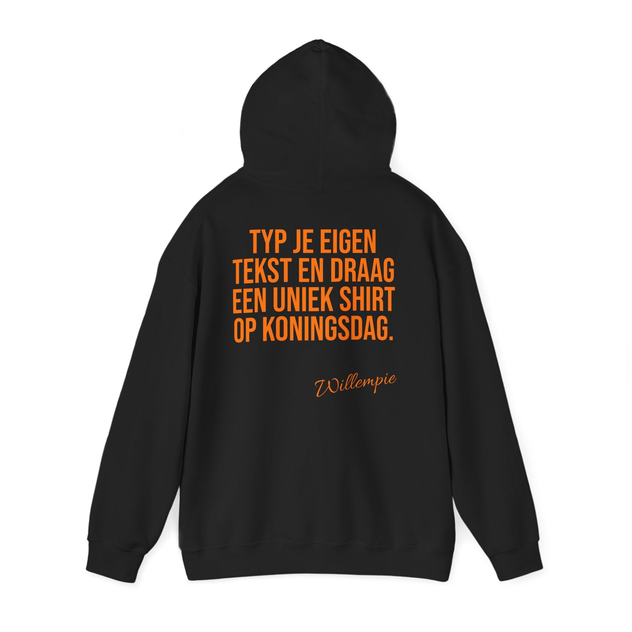 Koningsdag Hoodie 2026 – Eigen Tekst (Custom Willempie Edition)